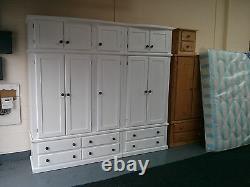 Handmade Classique Bow Fronted White 5 Door 6 Drawer Ex-large Wardrobe+topboxes
