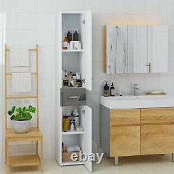 High Gloss Bathroom Cupboard Tall Cabinet Large Tallboy Home Storage Unit drawer