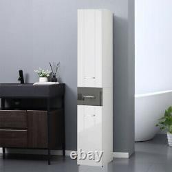 High Gloss Bathroom Cupboard Tall Cabinet Large Tallboy Home Storage Unit drawer
