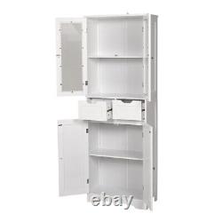 High Gloss White Cabinet Cupboard Tall Display Storage Unit Glass Doors Shelf UK