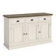 Hove Ivory Large Sideboard Unit Cream Painted Wooden Cupboard 3 Drawers 3 Door