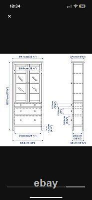 IKEA Black/Brown Hemnes Glass Door Cabinet with 3 Large drawers
