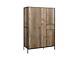 Industrial Wardrobe Birlea Urban Chic 4 Door Large With Drawer Wood Metal