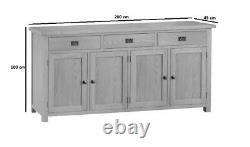 Kingsford Solid Oak Large Wide 4 Door 3 Drawer Sideboard / Wide Cabinet Storage