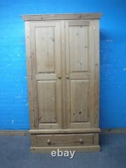 LARGE CHUNKY SOLID WOOD 2DOOR 1DOVETAILED DRAWERS WARDROBE H199 W111cm- SEE SHOP