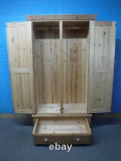 LARGE CHUNKY SOLID WOOD 2DOOR 1DOVETAILED DRAWERS WARDROBE H199 W111cm- SEE SHOP