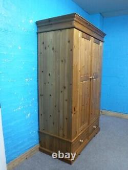 LARGE CHUNKY SOLID WOOD 2DOOR 2DOVETAILED DRAWERS WARDROBE H190 W122cm- SEE SHOP