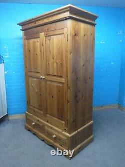 LARGE CHUNKY SOLID WOOD 2DOOR 2DOVETAILED DRAWER WARDROBE H201 W124cm SEE SHOP