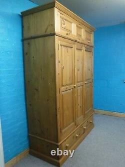 LARGE DOVETAILED CHUNKY SOLID WOOD 2DOOR 2DRAWER WARDROBE +TOPBOX see shop