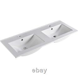 Large 1200mm Bathroom Vanity Unit with Double Basin 3 Door Mirror Cabinet White