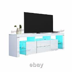 Large 200CM TV Unit Cabinet High Gloss Doors Drawers Matt Body TV Stand FREE LED