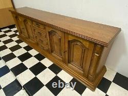 Large 2.4m vintage German oak four door four drawer sideboard dresser cabinet