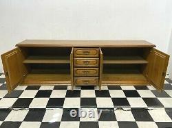 Large 2.4m vintage German oak four door four drawer sideboard dresser cabinet