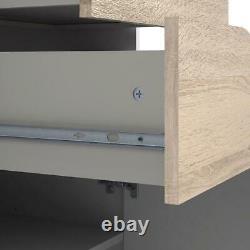 Large 2 Door 3 Drawer Modern Sideboard Scandinavian Design Matt White Light Oak