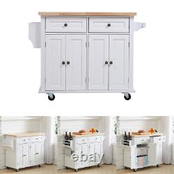 Large 2 Door Kitchen Island Trolley Serving Cart Cabinet Cupboard Drawer Shelves