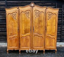 Large 4 Door French Louis XV Carved Oak Wardrobe W1 0020