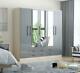 Large 5 Door High Gloss Mirrored Fitment Wardrobe Grey 6 Drawer New Colour