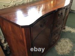 Large Antique Serpentine sideboard, 6 drawers (3 Locking) +2 Locking Cupboards