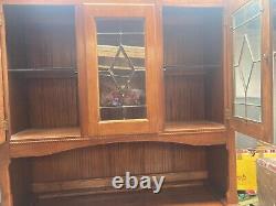 Large Brown Wooden Display Cabinet Dresser with Drawers & Cupboards Kitchen Unit