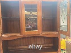 Large Brown Wooden Display Cabinet Dresser with Drawers & Cupboards Kitchen Unit