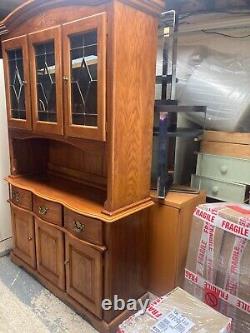 Large Brown Wooden Display Cabinet Dresser with Drawers & Cupboards Kitchen Unit