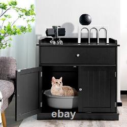 Large Cat Litter Box Enclosure Hidden Cat Washroom Furniture With Drawer & 2 Doors