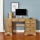 Large Computer Desk Home Office Studying Table Solid Pine With 1 Door 3 Drawers