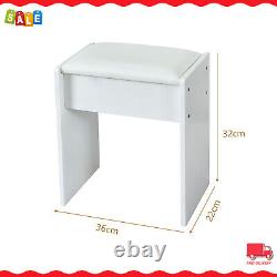 Large Dressing Table with LED Mirror 3 Drawers 2 Door Makeup Dresser Desk with Stool