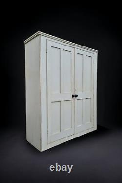 Large English Victorian antique pine painted housekeepers hall cupboard