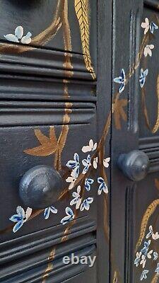 Large Ercol sideboard/cupboard/doors/drawers/vintage/bohemian style/hand painted