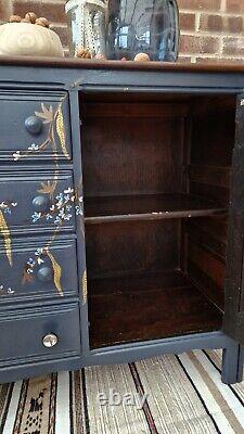 Large Ercol sideboard/cupboard/doors/drawers/vintage/bohemian style/hand painted