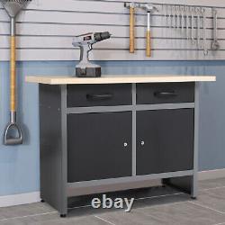 Large Garage 2 Drawers 2 Doors Workbench Cabinet Workshop Tool Storage Cupboard