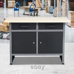 Large Garage 2 Drawers 2 Doors Workbench Cabinet Workshop Tool Storage Cupboard