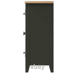 Large Grey 2 Door Wooden Sideboard Storage 3 Drawers 2 Internal Shelves Oak Top