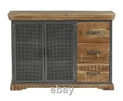 Large Industrial Sideboard Solid Acacia Wood Rustic Cupboard Cabinet Buffet Unit