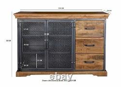 Large Industrial Sideboard Solid Acacia Wood Rustic Cupboard Cabinet Buffet Unit