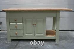 Large Kitchen Island with doors and drawers, slatted shelf and seating overhang