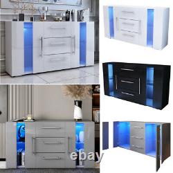 Large MDF Sideboard High Gloss 2 Doors & 3 Drawers TV Stand RGB LED Cabinet Unit