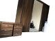 Large Mirror Wardrobe With Sliding Doors Walnut With 2 Bedside Drawers