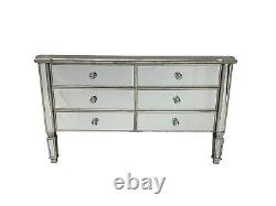 Large Mirrored Sideboard Long Chest 6 Drawers Storage Diamante Crystal Glass