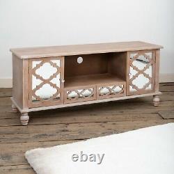 Large Mirrored Wood TV Media Unit Cabinet Entertainment Center with Doors Drawers