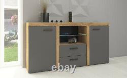 Large Modern Sideboard Living Room Furniture Set Dark Oak Grey Display Cupboard