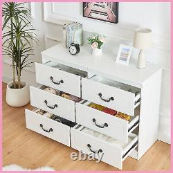 Large Modern White Chest Of 6 Drawers Bedroom Bedside Storage Furniture Cabinet