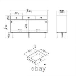 Large Oak Matt White Sideboard 2 Sliding Doors 3 Drawers Home Storage Cabinet