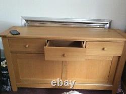 Large Oak Sideboard 3 Drawer 2 Sliding Doors And Lamp Table