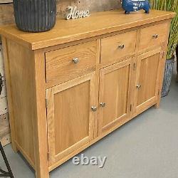 Large Oak Sideboard Solid Wood Storage Cupboard Buffet 3 Drawer 3 Door / Oakwood