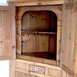 Large Old Pine Victorian Corner Cupboard Larder Farmhouse Cabinet 1 WEEK SALE