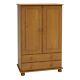 Large Richmond Double 2 Door Wooden Wardrobe 2 Drawers Hanging Clothes Rail Pine