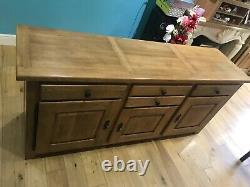 Large Rustic Solid Vintage Oak Haberdashery Chest Drawers Sideboard Cabinet