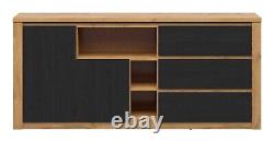 Large Sideboard Cabinet Storage Dresser Drawers Oak/Black Oak Effect Walton